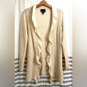 Cynthia Rowley cashmere Cream Ruffle Cardigan